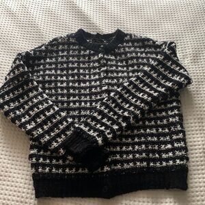 Ann Taylor Black and White Cardigan Sweater M NWOT